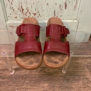 Klogs Red Leather Sandals with Buckle Closure